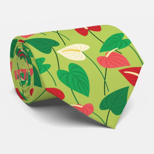 Kleurrijke flamingo bloemen stropdas (Opgerold)