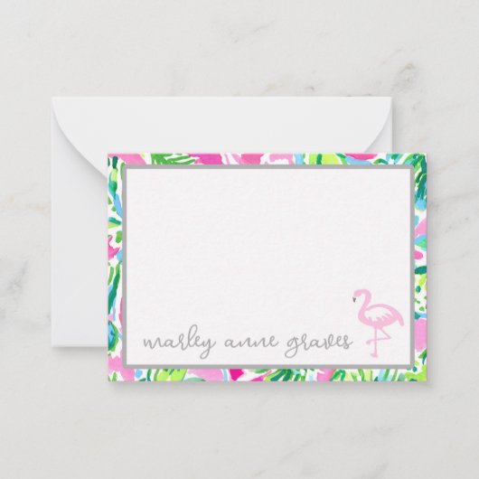 Kleurrijke Flamingo gepersonaliseerde briefkaarten (Voorkant)