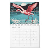 kleurrijke flamingo illustraties kalender (Feb 2026)