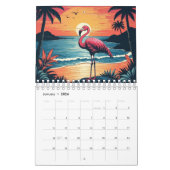 kleurrijke flamingo illustraties kalender (Jan 2026)
