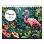  kleurrijke flamingo illustraties kalender (Hoes)