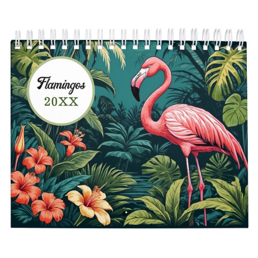 kleurrijke flamingo illustraties kalender (Hoes)