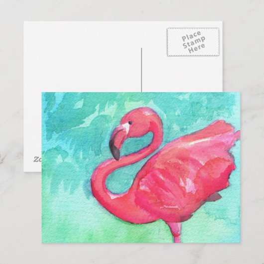 Kleurrijke flamingo Paining Post Card Briefkaart (Voorkant / Achterkant)