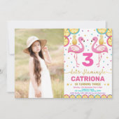 Kleurrijke Flamingo Party Tropische Luau Verjaarda Kaart (Voorkant)