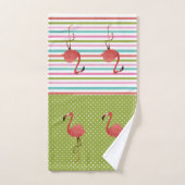 Kleurrijke flamingo tropische strepen Polka Dot Bad Handdoek (Handdoek)