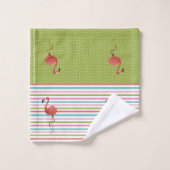 Kleurrijke flamingo tropische strepen Polka Dot Bad Handdoek (Wasdoekje)