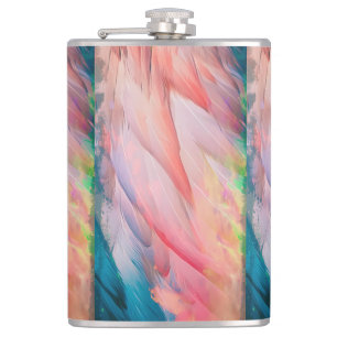 Kleurrijke flamingo veren heupfles