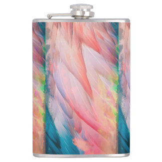 Kleurrijke flamingo veren heupfles