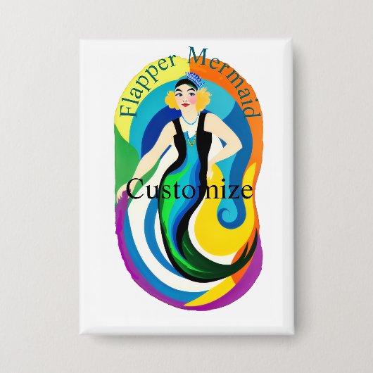Kleurrijke Flapper Zeemeermin Thunder_Cove Button (Voorkant)