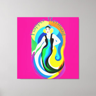 Kleurrijke Flapper Zeemeermin Thunder_Cove Canvas Afdruk