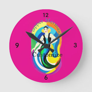 Kleurrijke Flapper Zeemeermin Thunder_Cove Ronde Klok