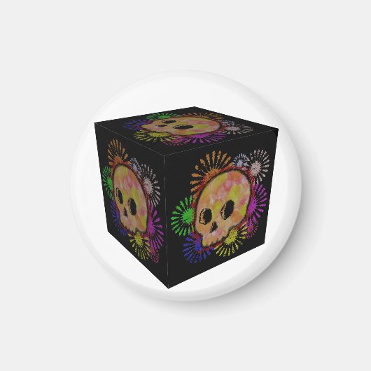 Kleurrijke flesontsteking Waterverf kubus Magneet (Voorkant)