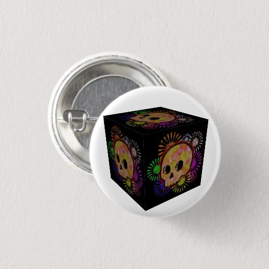 Kleurrijke flesontsteking Waterverf kubus Ronde Button 3,2 Cm (Voorkant /achterkant)