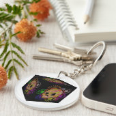 Kleurrijke flesontsteking Waterverf kubus Sleutelhanger (Voorkant Rechts)