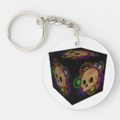 Kleurrijke flesontsteking Waterverf kubus Sleutelhanger (Voorkant)