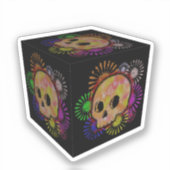 Kleurrijke flesontsteking Waterverf kubus Sticker (Voorkant)