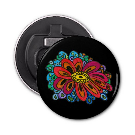 Kleurrijke flesopener button flesopener (Voorkant)
