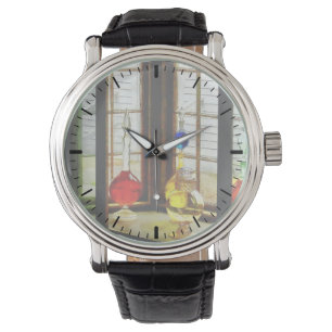 Kleurrijke Flessen in Apotheek Ruit Horloge