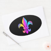 Kleurrijke Fleur de Lis Ovale Sticker (Envelop)