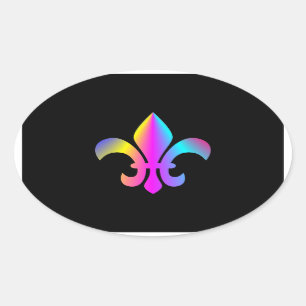 Kleurrijke Fleur de Lis Ovale Sticker