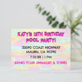 Kleurrijke Floaties 13e verjaardag Pool Party Kaart (Staand voorkant)