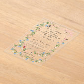 Kleurrijke Flora Bow Garden Elegante Fotobruiloft Acryl Uitnodigingen (Laagn)