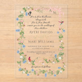 Kleurrijke Flora Bow Garden Elegante Fotobruiloft Acryl Uitnodigingen (Voorkant)