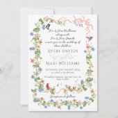 Kleurrijke Flora Bow Garden Elegante Fotobruiloft Kaart (Voorkant)