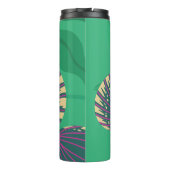 Kleurrijke Flora en olievlek met Paars op groen Thermosbeker (Achterkant)