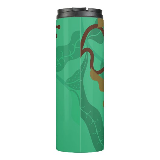 Kleurrijke Flora en olievlek rood op groen Thermosbeker (Achterkant)