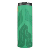 Kleurrijke Flora en olievloeistof met roze op groe Thermosbeker (Achterkant)
