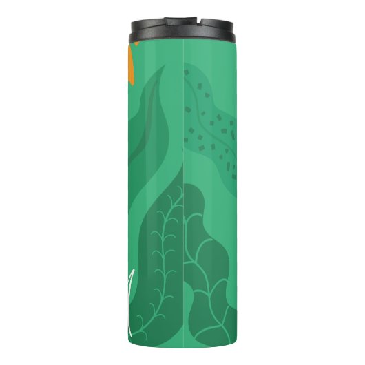 Kleurrijke Flora en olievloeistof met roze op groe Thermosbeker (Achterkant)