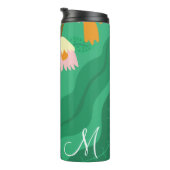 Kleurrijke Flora en olievloeistof met roze op groe Thermosbeker (Geroteerd rechts)