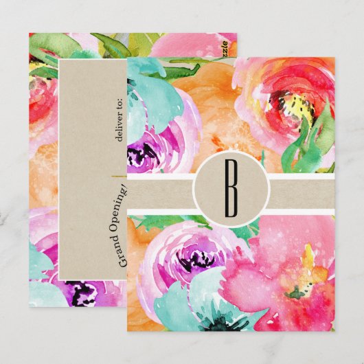 Kleurrijke flora Modern Rustic Botanical Kraft Briefkaart (Voorkant / Achterkant)