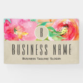 Kleurrijke flora Modern Rustic Botanical Kraft Spandoek (Horizontaal)