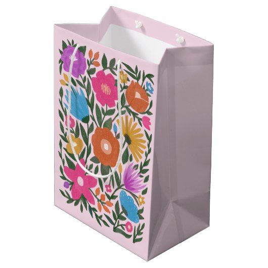  kleurrijke flora Pasen Eieren Naam Medium Cadeauzakje (Achterkant Gekanteld)