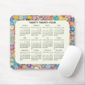 Kleurrijke Floral 2024 Kalender Mousepad Muismat (Met muis)