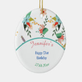 Kleurrijke Floral 21e verjaardag Keramisch Ornament (Rechts)
