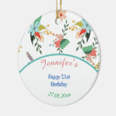 Kleurrijke Floral 21e verjaardag Keramisch Ornament (Links)