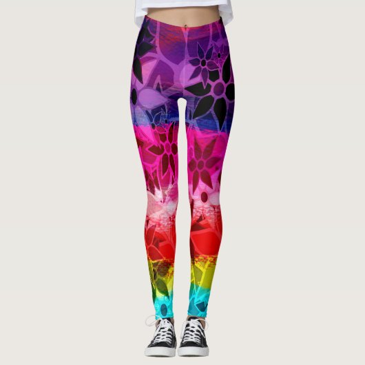 Kleurrijke Floral #8 Leggings (Voorkant)