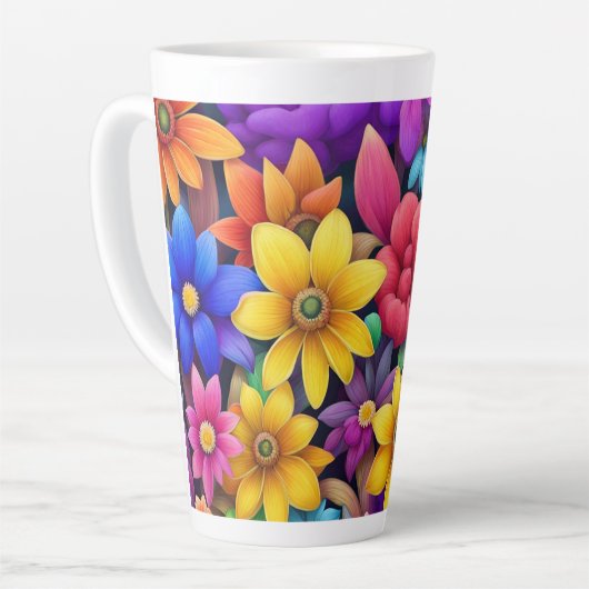 Kleurrijke Floral #990 - Latte Mok (Linkerhoek)