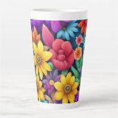 Kleurrijke Floral #990 - Latte Mok (Voorkant)