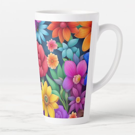 Kleurrijke Floral #990 - Latte Mok (Rechts)