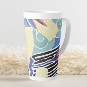 Kleurrijke Floral Abstract Art Pattern van E.A. Sé Latte Mok