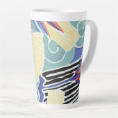 Kleurrijke Floral Abstract Art Pattern van E.A. Sé Latte Mok (Rechterhoek)