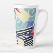 Kleurrijke Floral Abstract Art Pattern van E.A. Sé Latte Mok (Rechts)