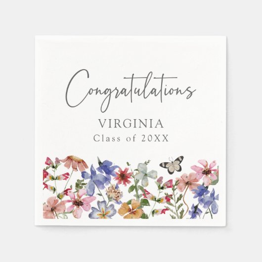 Kleurrijke Floral Afstuderen servetten (Voorkant)