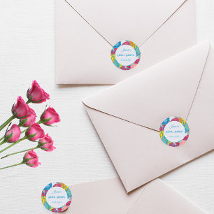 Kleurrijke Floral Art Deco Vrijgezellenfeest Ronde Sticker