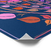 Kleurrijke  Floral Art in Paars en blauw Poster (Hoek)