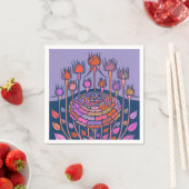 Kleurrijke  Floral Art in Paars en blauw Servet (Insitu)